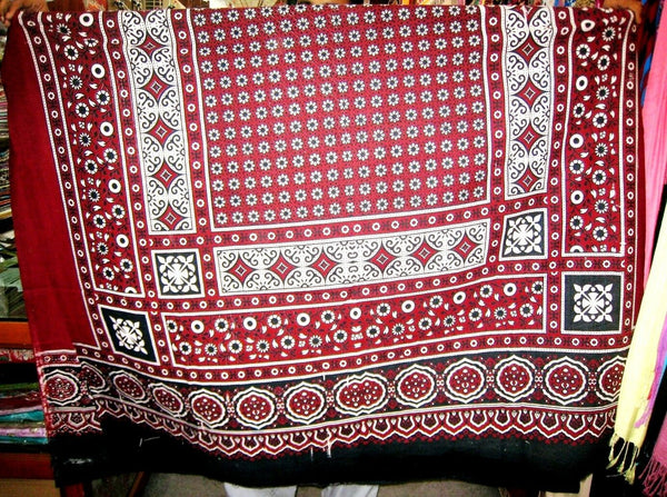 Buy Cotton Block-printed Pakistani Sindhi Ajrak Men's Winter Scarf